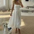 Raffine | Women's Square Neck Sleeveless Midi Dress