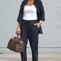 Raina | Women's Button Front Relaxed Two Piece Set