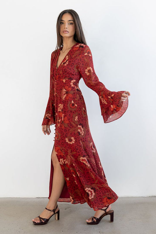 Red Theo Floral Maxi Dress