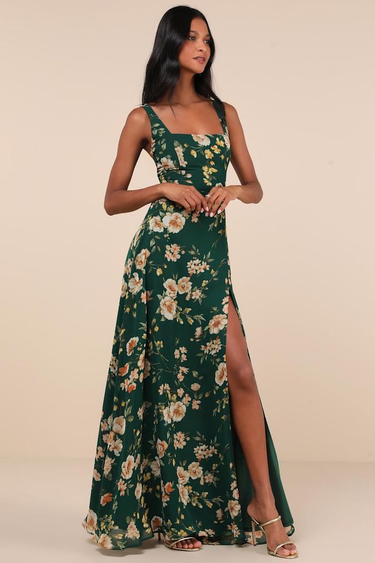 Remarkable Arrival Emerald Green Floral Sleeveless Maxi Dress