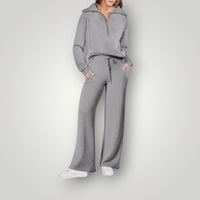 Remy | Women's Half Zip Hoodie Wide Leg Sweatpants Set