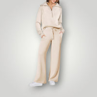 Remy | Women's Half Zip Hoodie Wide Leg Sweatpants Set