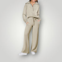 Remy | Women's Half Zip Hoodie Wide Leg Sweatpants Set