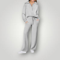 Remy | Women's Half Zip Hoodie Wide Leg Sweatpants Set