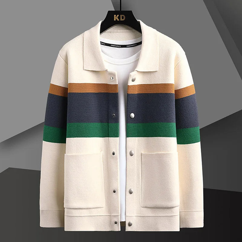Renwick | Men's Striped Snap Button Cardigan Jacket
