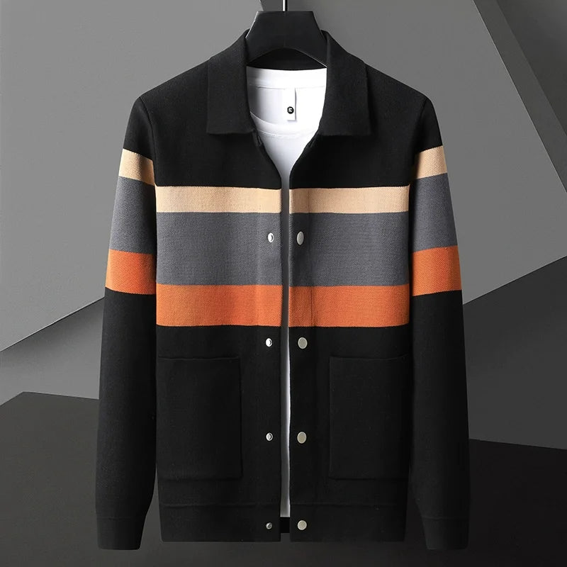 Renwick | Men's Striped Snap Button Cardigan Jacket