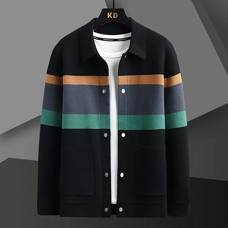 Renwick | Men's Striped Snap Button Cardigan Jacket