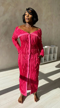 ALISE | OFF SHOULDER MAXI DRESS Pink