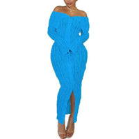 ALISE | OFF SHOULDER MAXI DRESS Blue