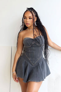 ALIYA | CORSET MINI DRESS Black Wash