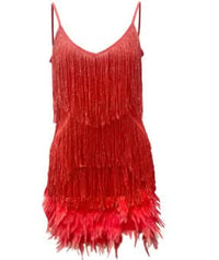 ALYA | FEATHER MINI DRESS Red