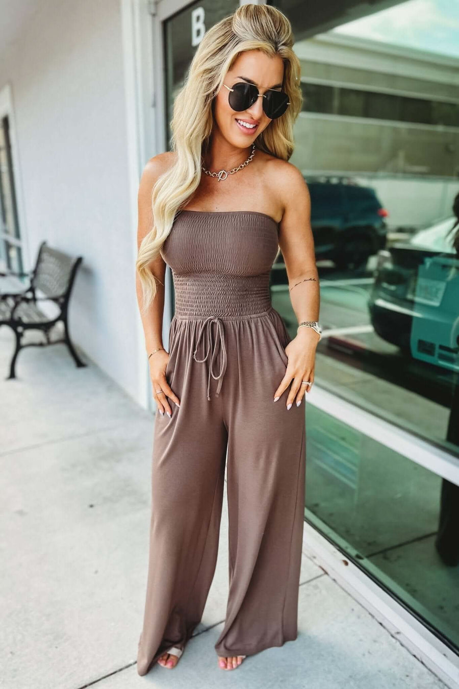 ALYA | STRAPLESS JUMPSUIT Brown