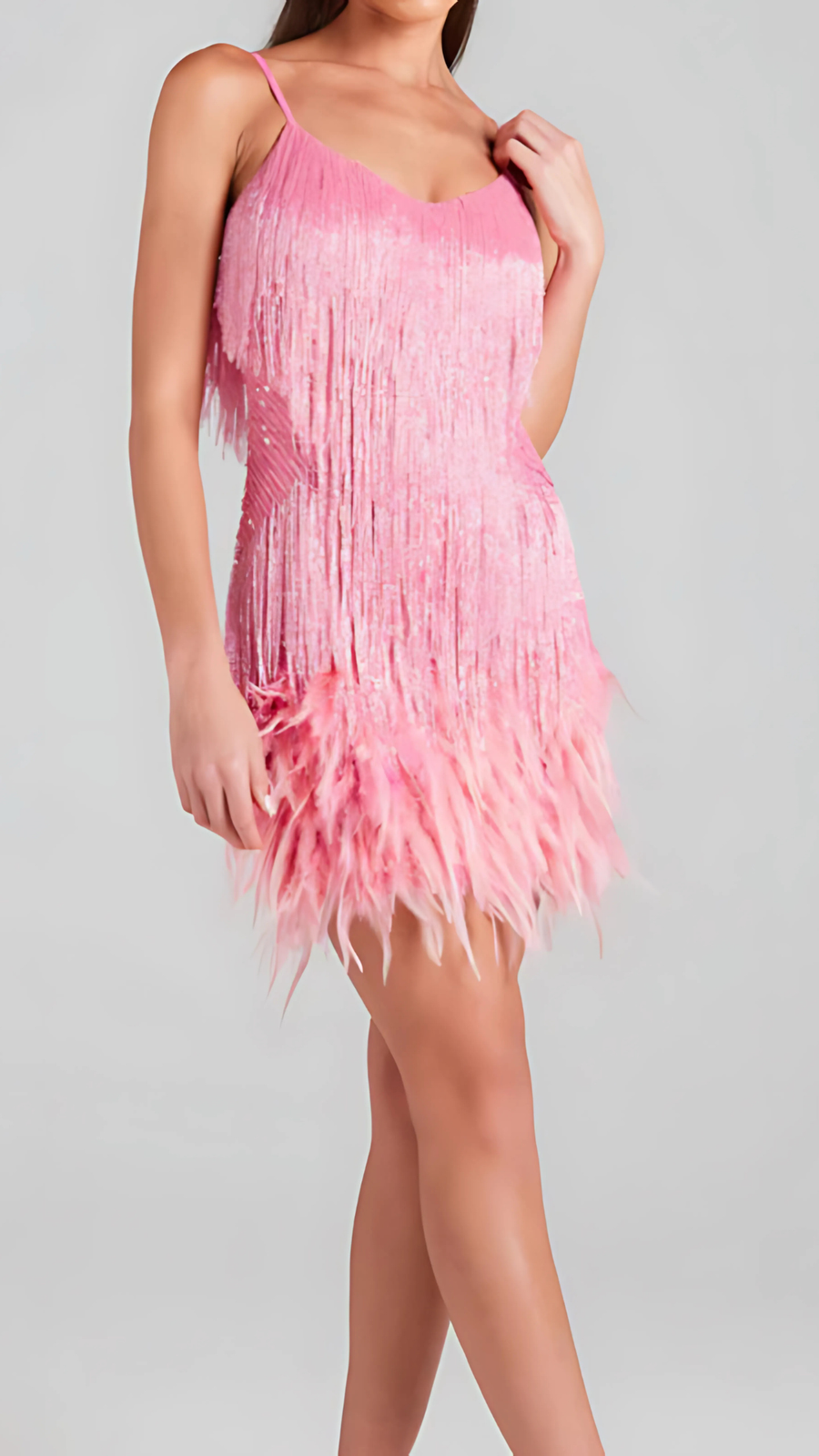 ALYSA | FRINGED MINI DRESS Pink