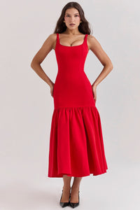 AMORE | WAIST MIDI DRESS Red