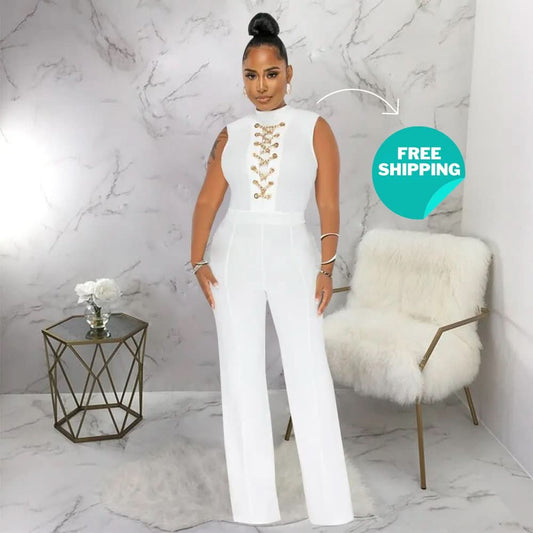 AMY | CHAIN JUMPSUIT White