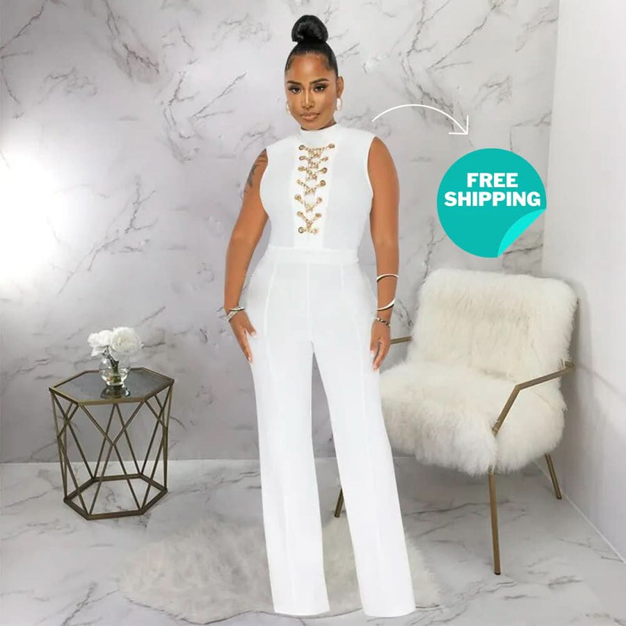 AMY | CHAIN JUMPSUIT White