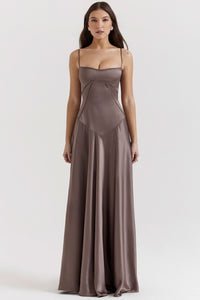 ANABELLA | LACE UP MAXI DRESS Brown