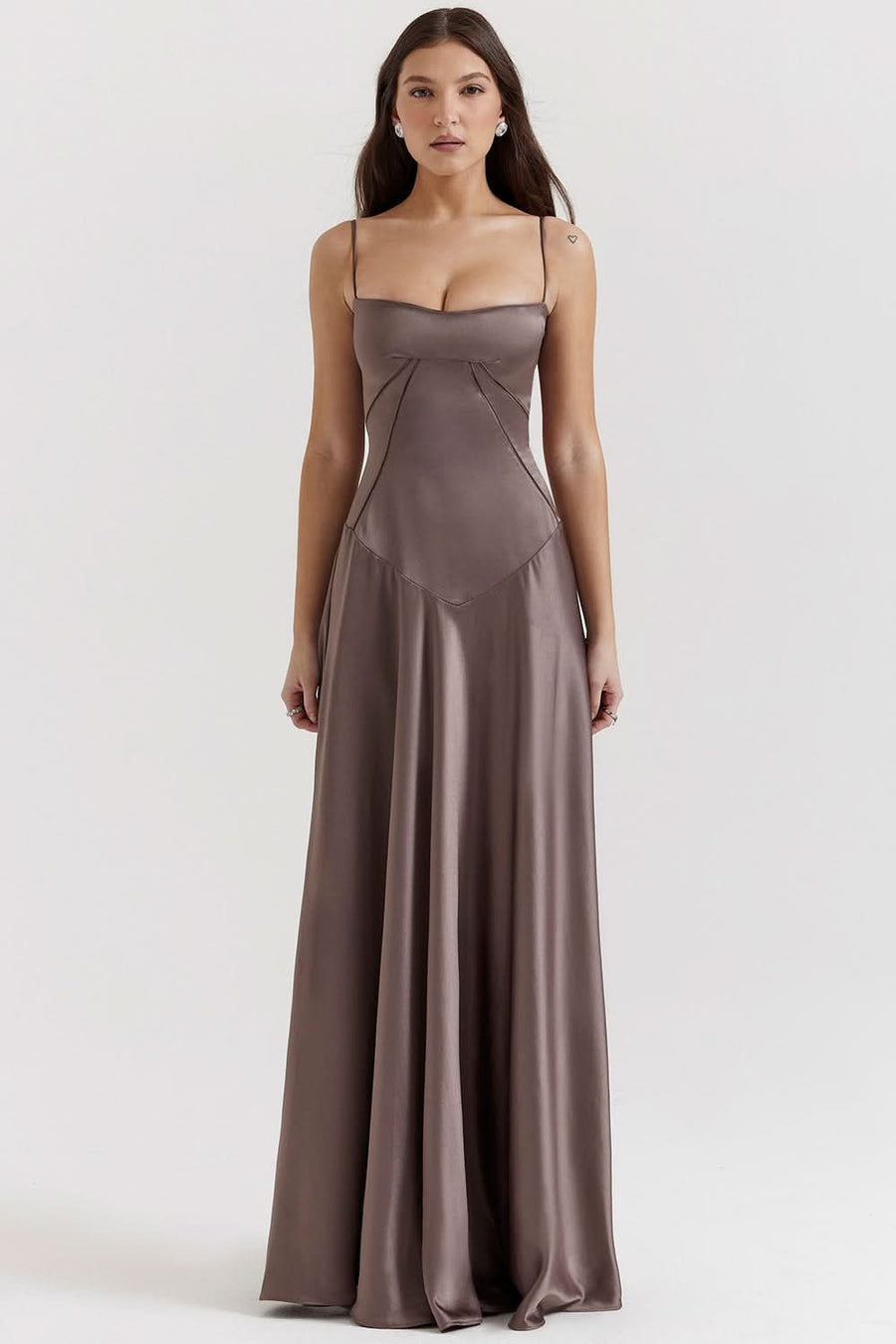 ANABELLA | LACE UP MAXI DRESS Brown