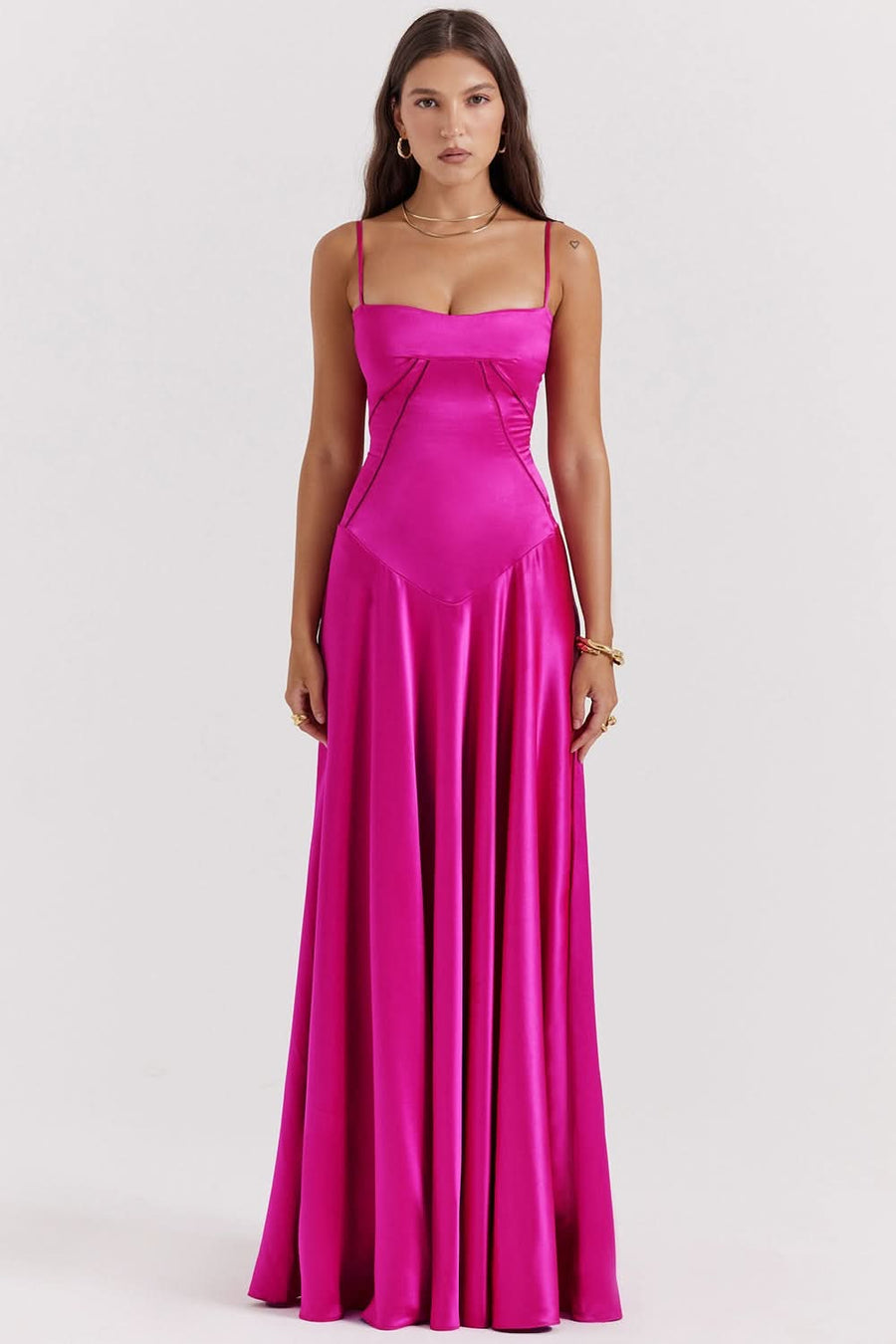 ANABELLA | LACE UP MAXI DRESS Fuchsia Pink