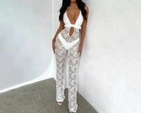 ARIA | V LACE JUMPSUIT White
