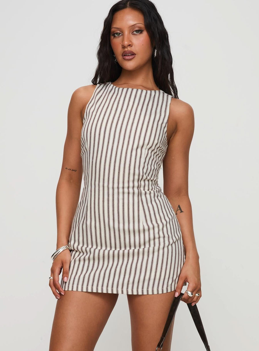 ASHLEY | STRIPE DRESS Black