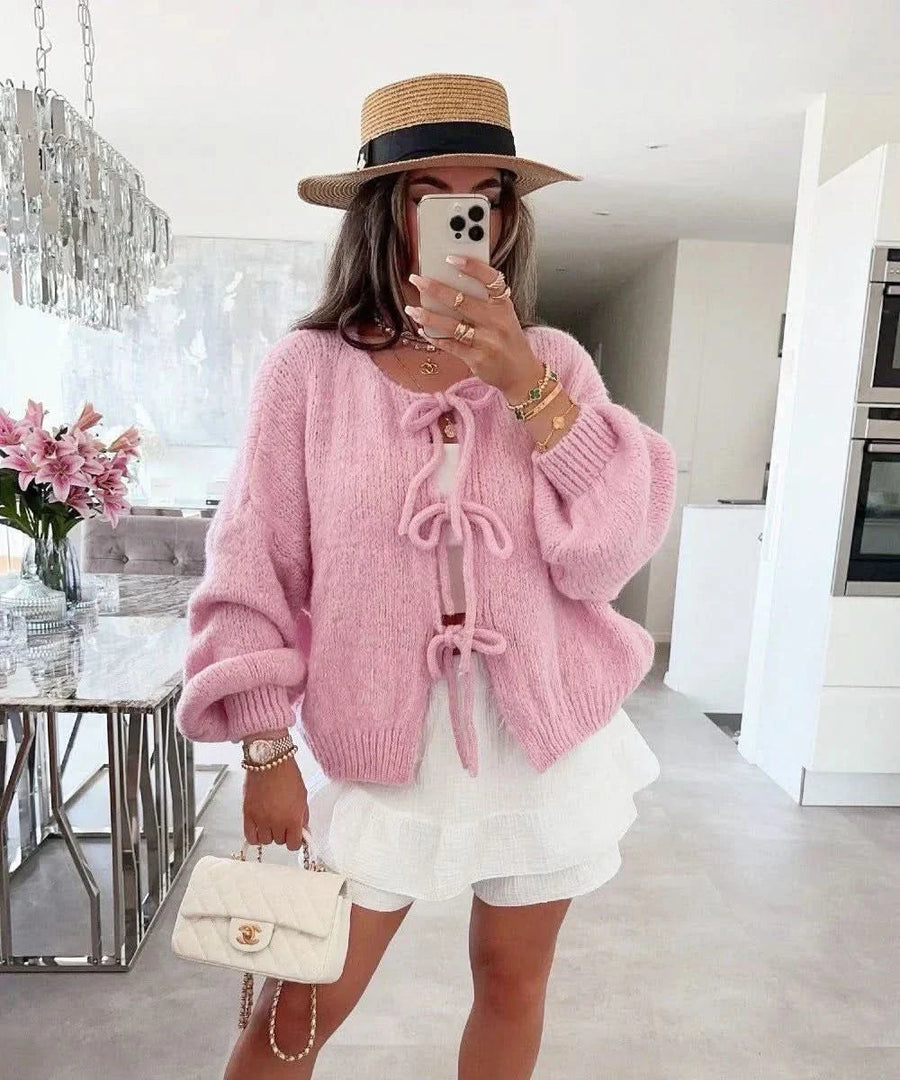 BELLA | BOW CARDIGAN pink