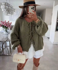 BELLA | BOW CARDIGAN green