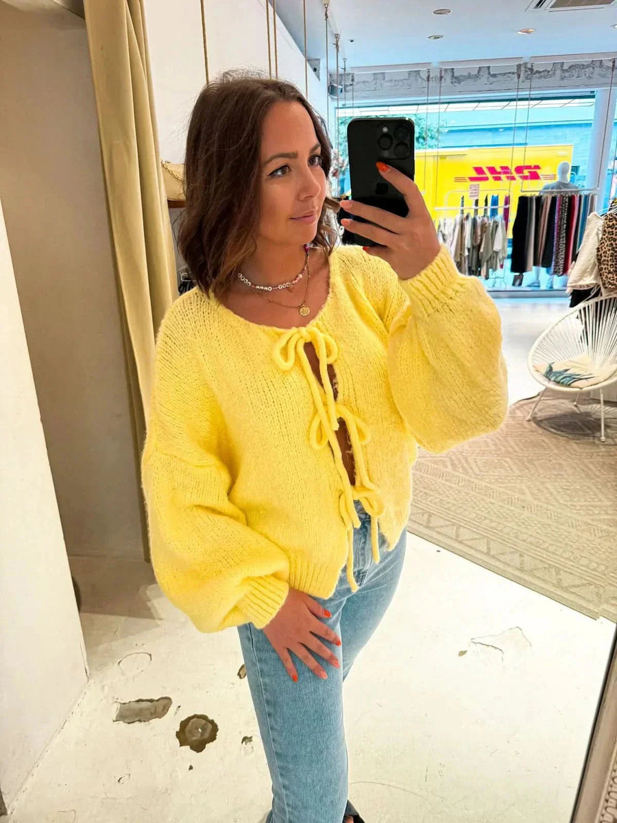 BELLA | BOW CARDIGAN yellow
