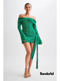 BRIANNA | OFF SHOULDER MINI DRESS Green