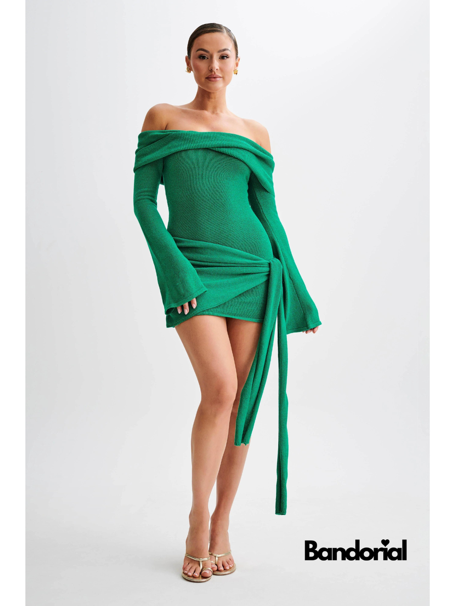 BRIANNA | OFF SHOULDER MINI DRESS Green
