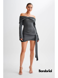 BRIANNA | OFF SHOULDER MINI DRESS Gray