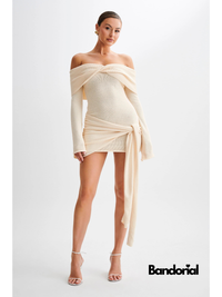 BRIANNA | OFF SHOULDER MINI DRESS Crème