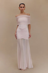 CASPIAN | OFF SHOULDER MAXI DRESS Pale Pink