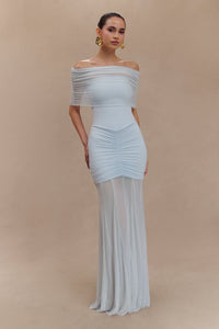 CASPIAN | OFF SHOULDER MAXI DRESS Sky Blue