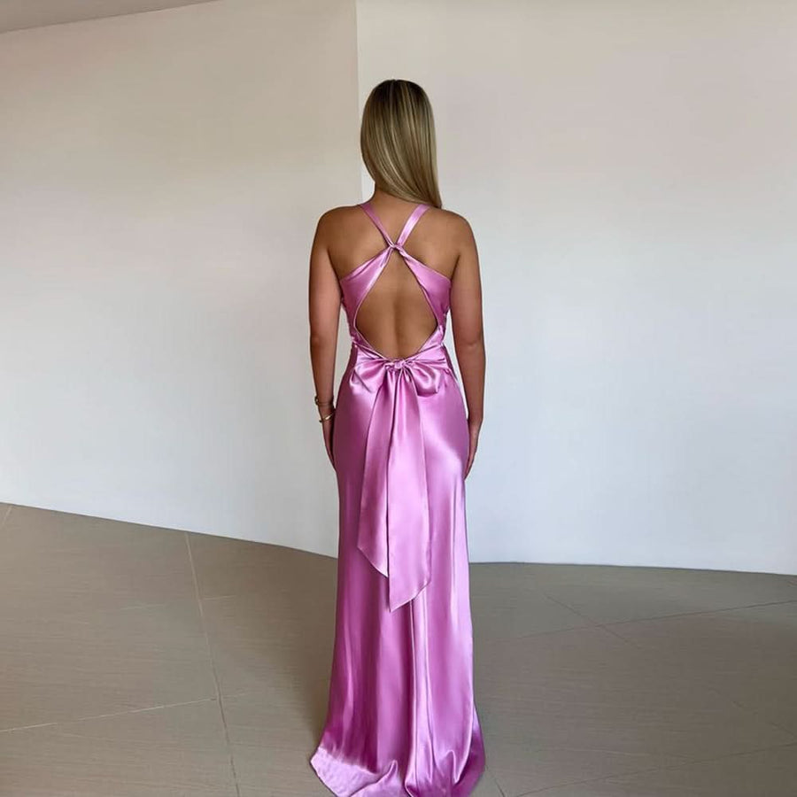 CELESTE | BOW MAXI DRESS Purple