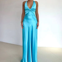 CELESTE | BOW MAXI DRESS Blue