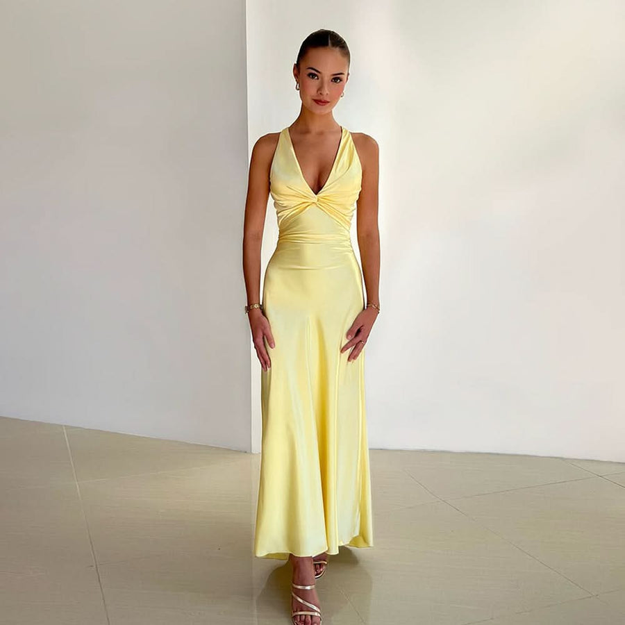 CELESTE | BOW MAXI DRESS Yellow