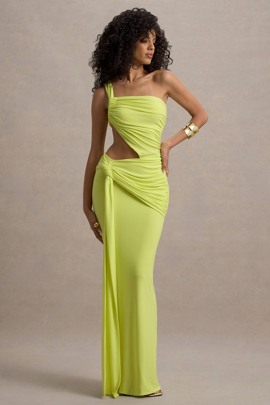 DIANA | ASYMMETRIC MAXI DRESS Lime