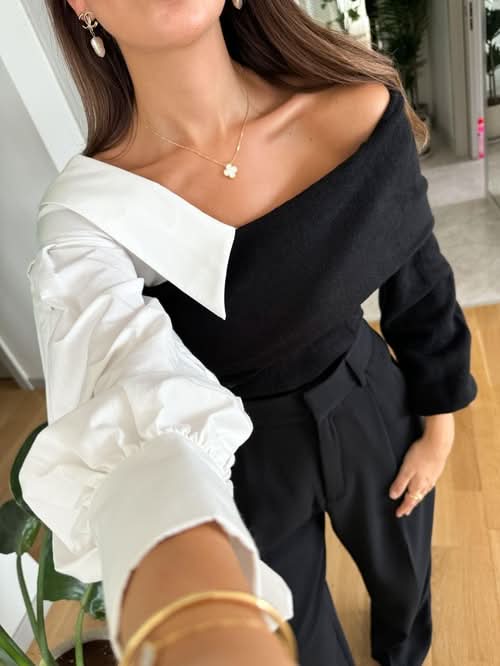 ELISA | 2-TONE SWEATER black