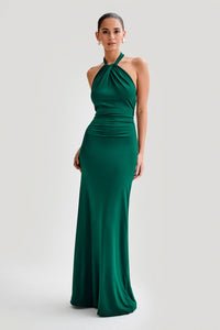 ELYNA | HALTER MAXI DRESS Green