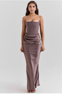 EMILIA | CORSET DRESS Pecan Brown
