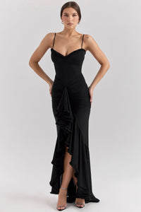 GABBI | RUFFLED MAXI DRESS Black