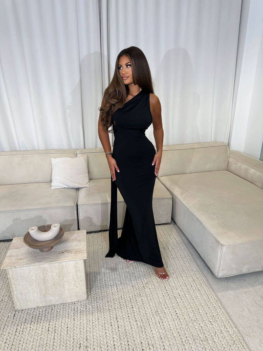 GINA | DRAPE MAXI DRESS black