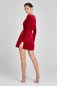 Jade Crystal-Neck Mini Dress