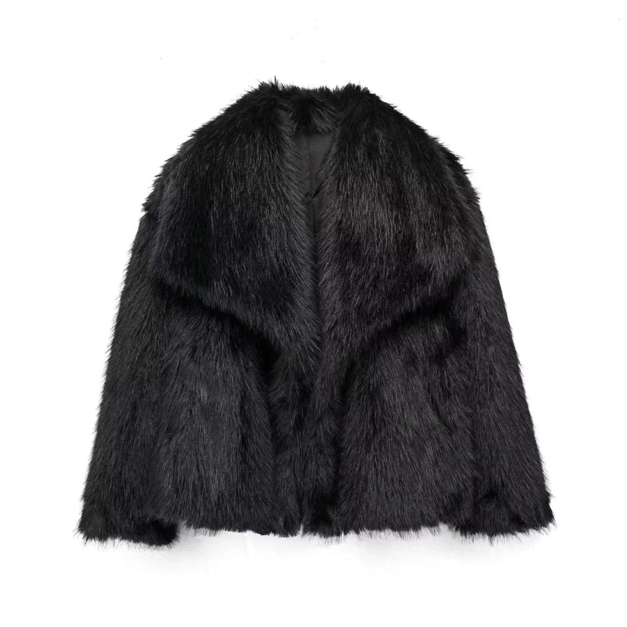 LACEY | FUR COAT black