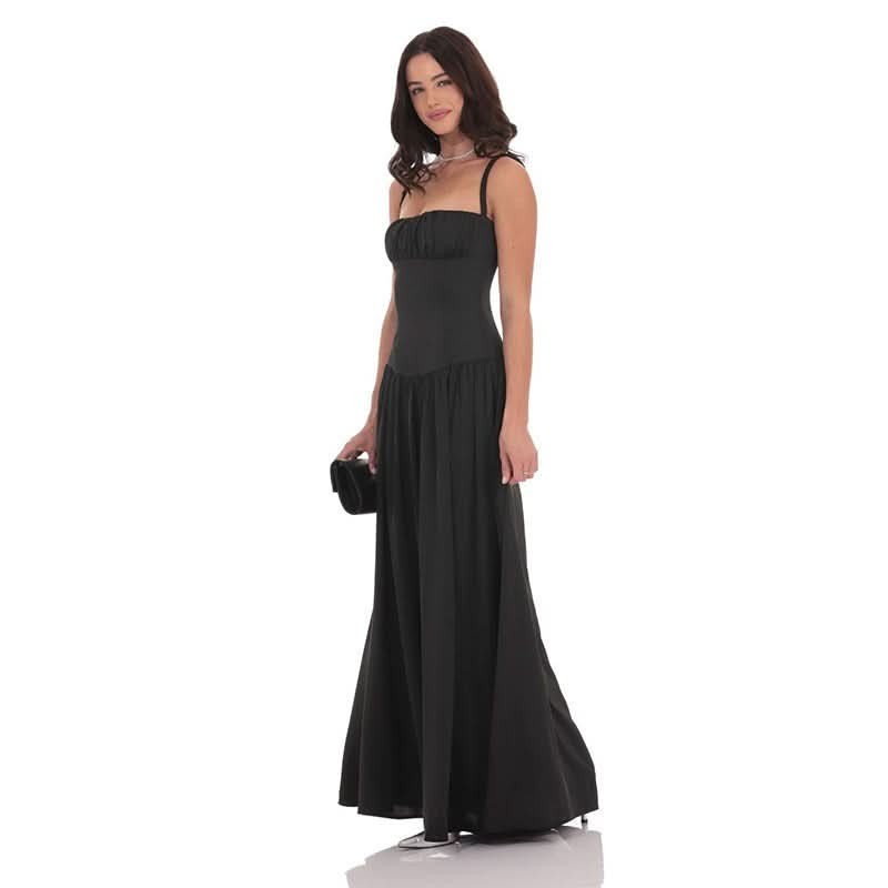 LUCY | SATIN MAXI DRESS Black