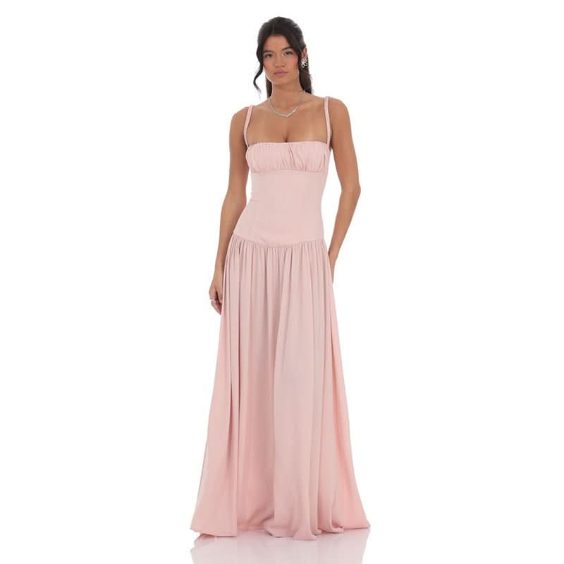 LUCY | SATIN MAXI DRESS Pale Pink