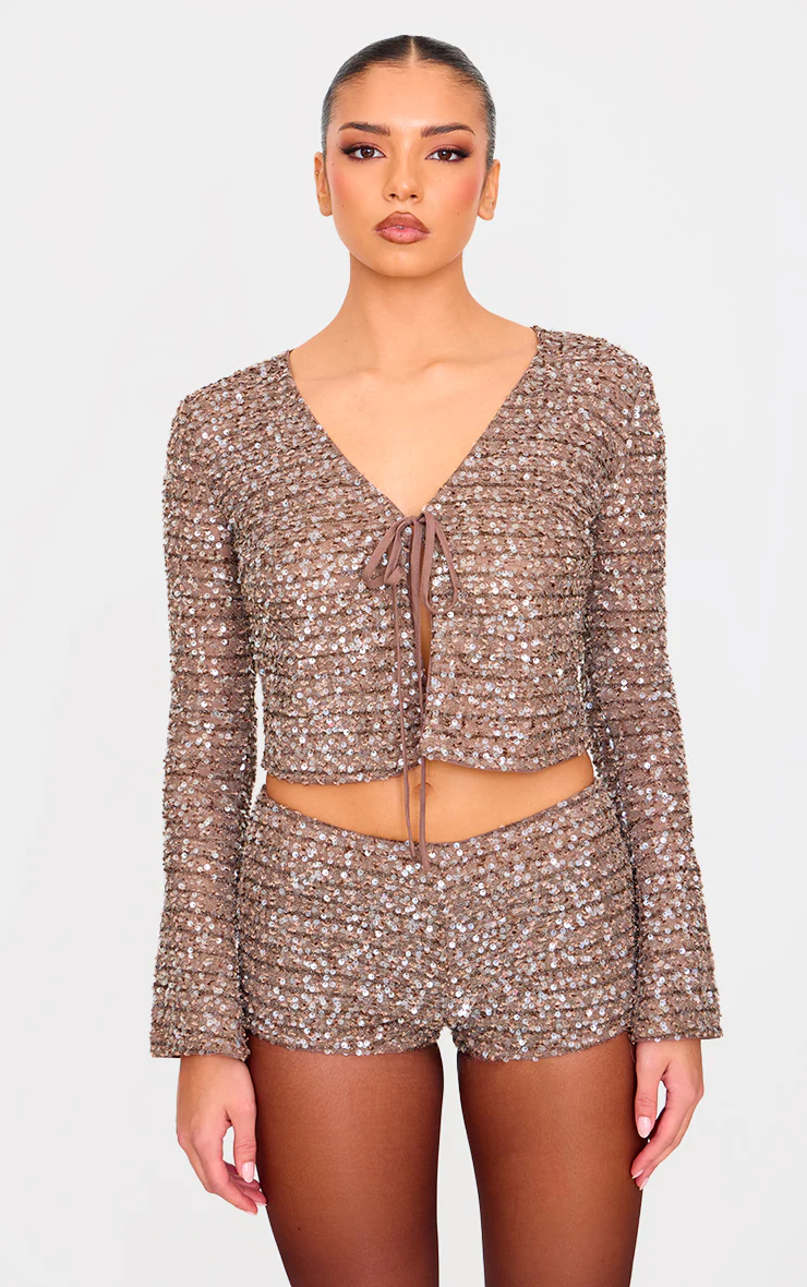 MADY | TEXTURED SEQUIN SET Taupe