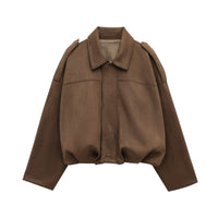 MARA | ELEGANT SUEDE LOOSE JACKET Brown