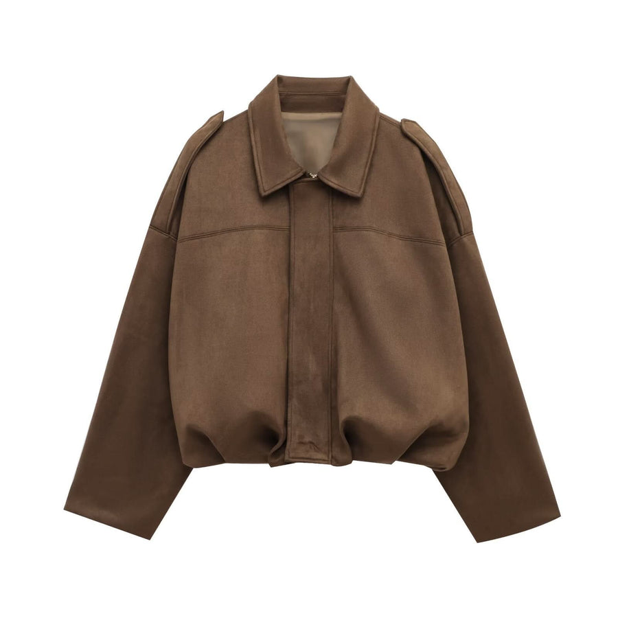 MARA | ELEGANT SUEDE LOOSE JACKET Brown